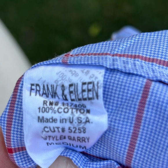 Frank & Eileen Italian Poplin Barry Shirt Ladies Blue Windowpane | Size Medium - Picture 9 of 9